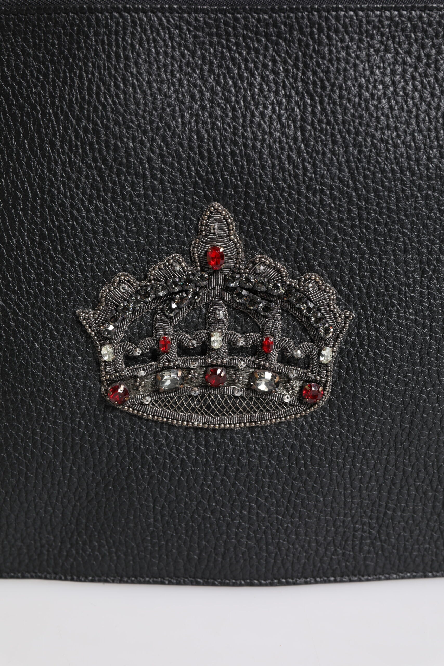 Dolce & Gabbana Black Calfskin Crown Embellished Clutch Pouch Bag -   -  Dolce & Gabbana. Dolce & Gabbana Black Calfskin Crown Embellished Clutch Pouch Bag -   -  Dolce & Gabbana.