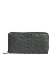 Dolce & Gabbana Green Ostrich Logo Plaque Zip Around Continental Wallet -   -  Dolce & Gabbana.