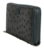 Dolce & Gabbana Green Ostrich Logo Plaque Zip Around Continental Wallet -   -  Dolce & Gabbana.