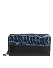 Dolce & Gabbana Black Blue Exotic Leather Embossed Continental Wallet -   -  Dolce & Gabbana.