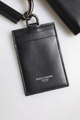 Dolce & Gabbana Black Leather Lanyard Zip Around Card Holder Wallet -   -  Dolce & Gabbana.