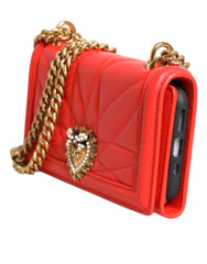 Dolce & Gabbana Red Leather Quilted Devotion Crossbody Phone Cover Bag -   -  Dolce & Gabbana.