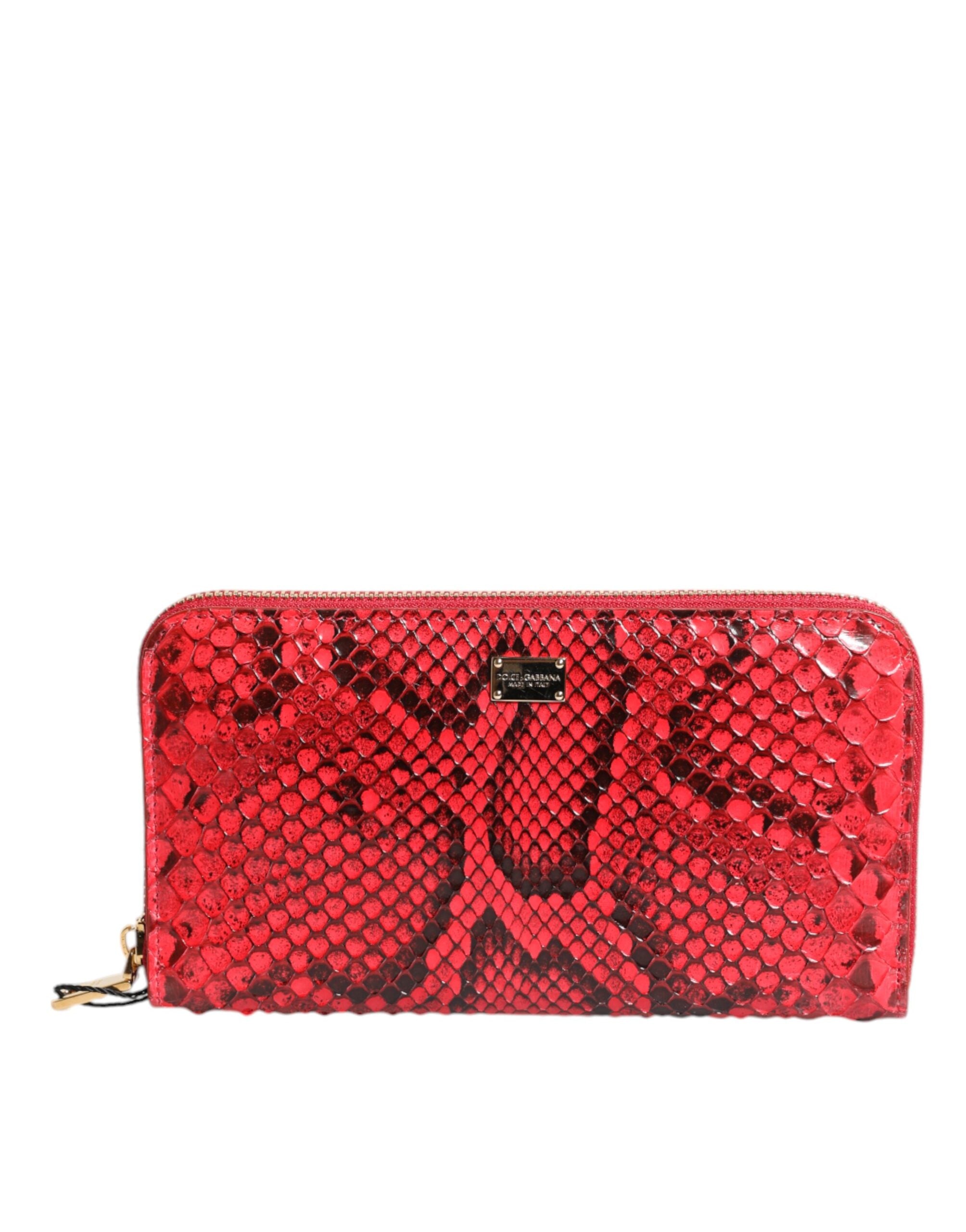 Dolce & Gabbana Red Exotic Leather Zip Around Continental Clutch Wallet -   -  Dolce & Gabbana.
