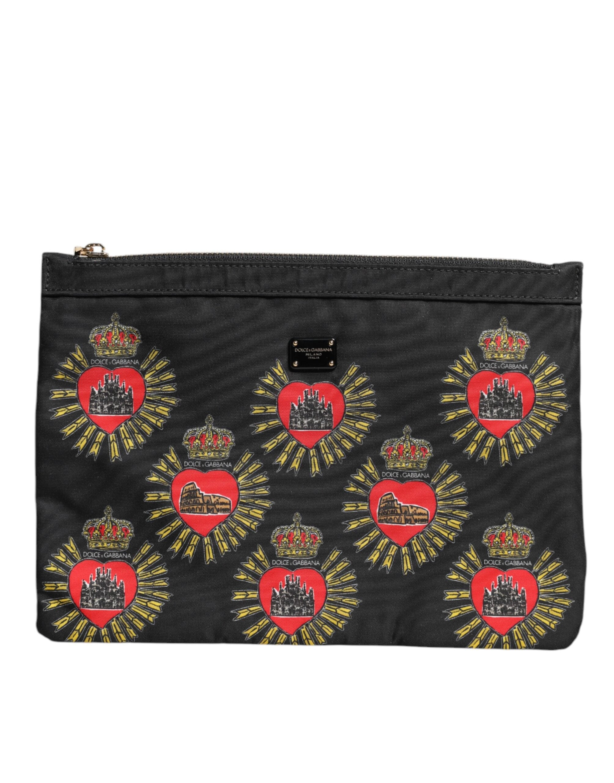 Dolce & Gabbana Black Red Nylon Sacred Heart Clutch Pouch Bag -   -  Dolce & Gabbana.