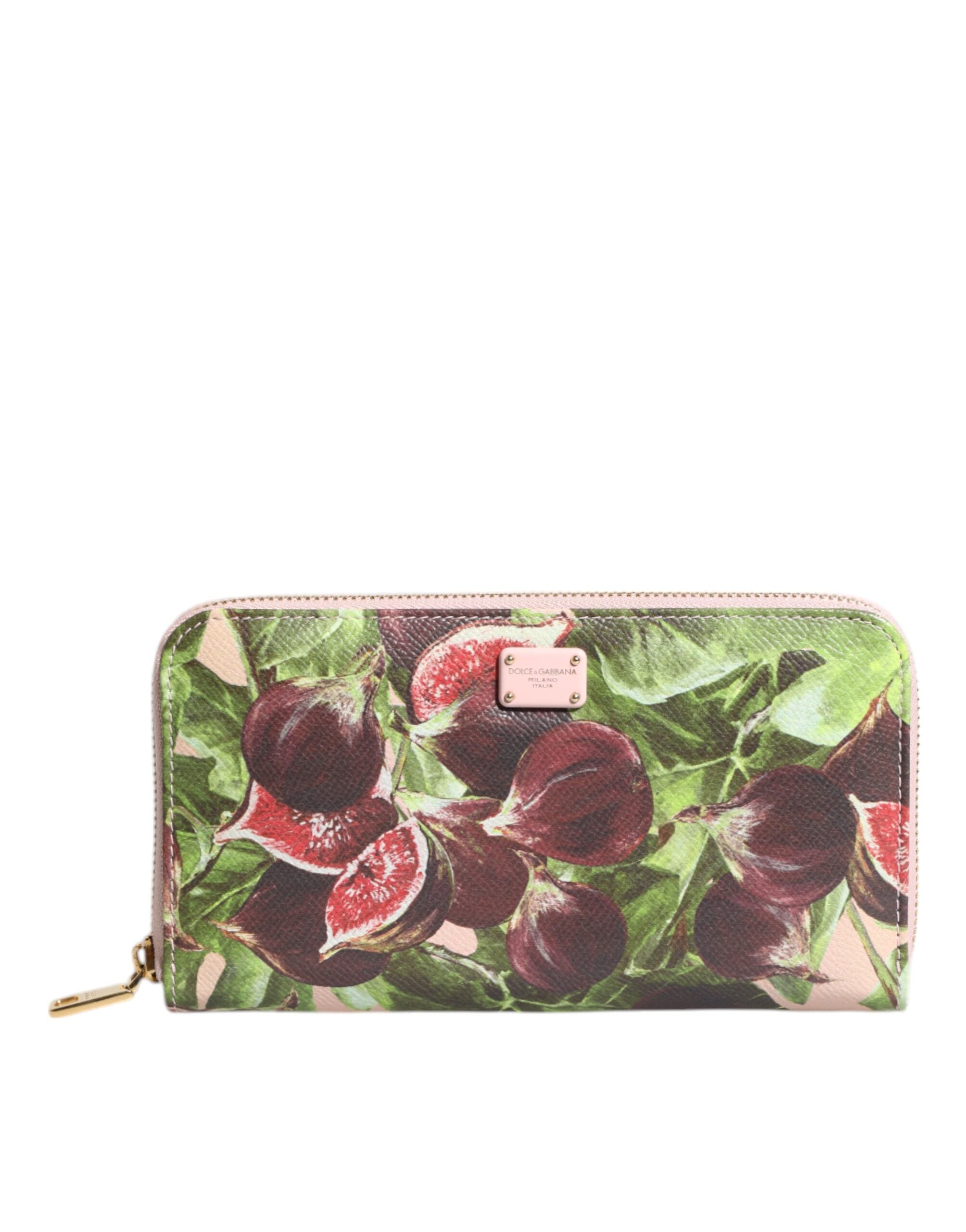 Dolce & Gabbana Multicolor Fig Fruit Dauphine Leather Zip Around Continental Wallet - - Dolce & Gabbana.