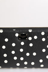 Dolce & Gabbana Black White Dotted Leather Zip Around Continental Wallet - - Dolce & Gabbana.