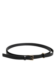 Dolce & Gabbana Black Calf Leather Gold Metal Buckle Belt -   -  Dolce & Gabbana.