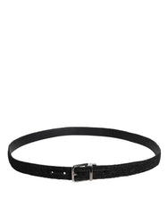 Dolce & Gabbana Black Cotton Blend Silver Metal Buckle Belt -   -  Dolce & Gabbana.