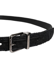 Dolce & Gabbana Black Cotton Blend Silver Metal Buckle Belt -   -  Dolce & Gabbana.