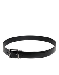 Dolce & Gabbana Black Shiny Leather Silver Metal Buckle Belt -   -  Dolce & Gabbana.