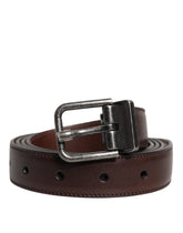 Dolce & Gabbana Brown Leather Silver Metal Buckle Belt -   -  Dolce & Gabbana.