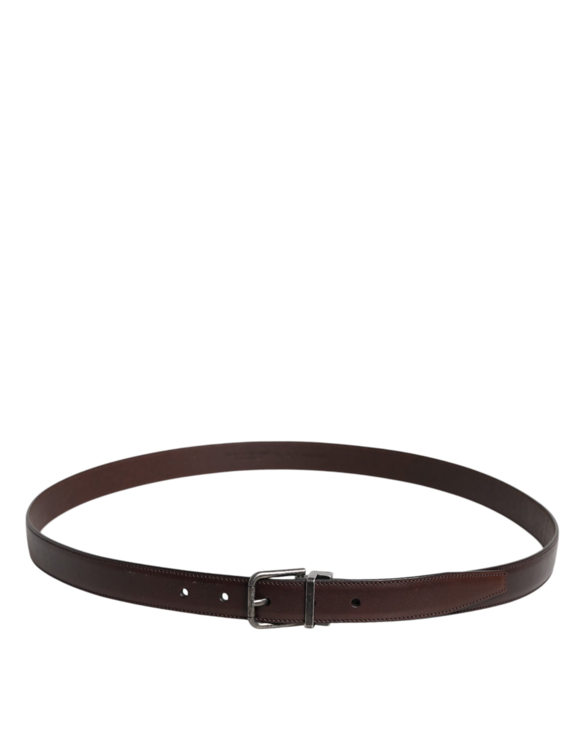 Dolce & Gabbana Brown Leather Silver Metal Buckle Belt -   -  Dolce & Gabbana. Dolce & Gabbana Brown Leather Silver Metal Buckle Belt -   -  Dolce & Gabbana.
