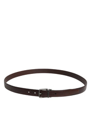 Dolce & Gabbana Brown Leather Silver Metal Buckle Belt -   -  Dolce & Gabbana.