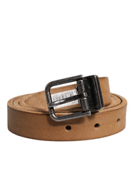 Dolce & Gabbana Brown Leather Silver Tone Metal Buckle Belt -   -  Dolce & Gabbana.