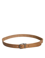 Dolce & Gabbana Brown Leather Silver Tone Metal Buckle Belt -   -  Dolce & Gabbana.