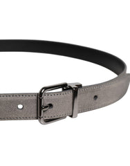 Dolce & Gabbana Gray Leather Silver Tone Metal Buckle Belt -   -  Dolce & Gabbana.