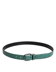 Dolce & Gabbana Green Leather Silver Tone Metal Buckle Belt -   -  Dolce & Gabbana.