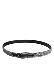 Dolce & Gabbana Black White Silver Tone Metal Buckle Belt -   -  Dolce & Gabbana.