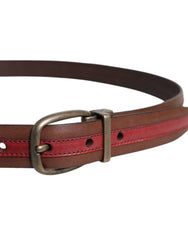 Dolce & Gabbana Burgundy Leather Metal Logo Buckle Belt -   -  Dolce & Gabbana.