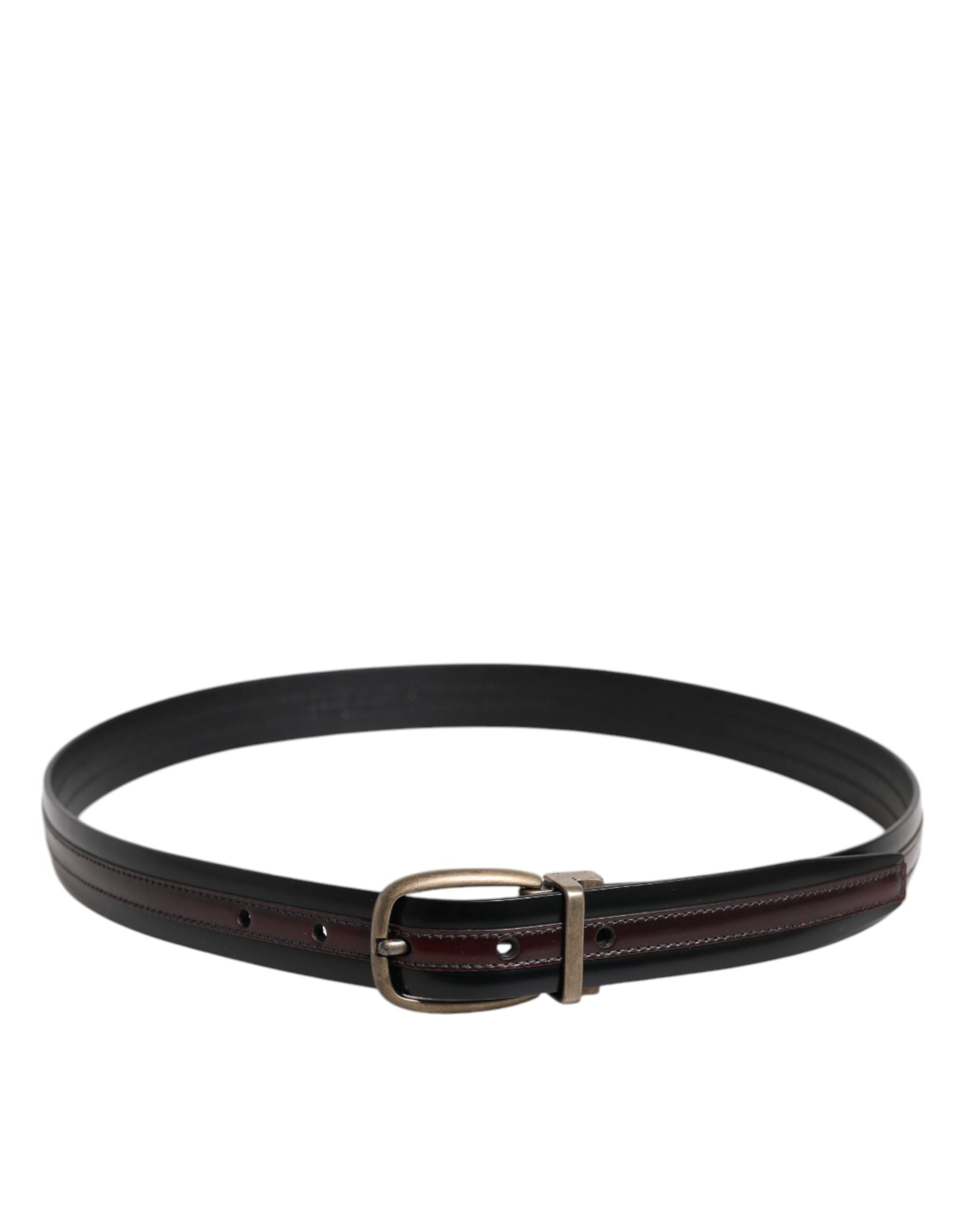 Dolce & Gabbana Black Burgundy Calfskin Metal Logo Buckle Belt -   -  Dolce & Gabbana. Dolce & Gabbana Black Burgundy Calfskin Metal Logo Buckle Belt -   -  Dolce & Gabbana.