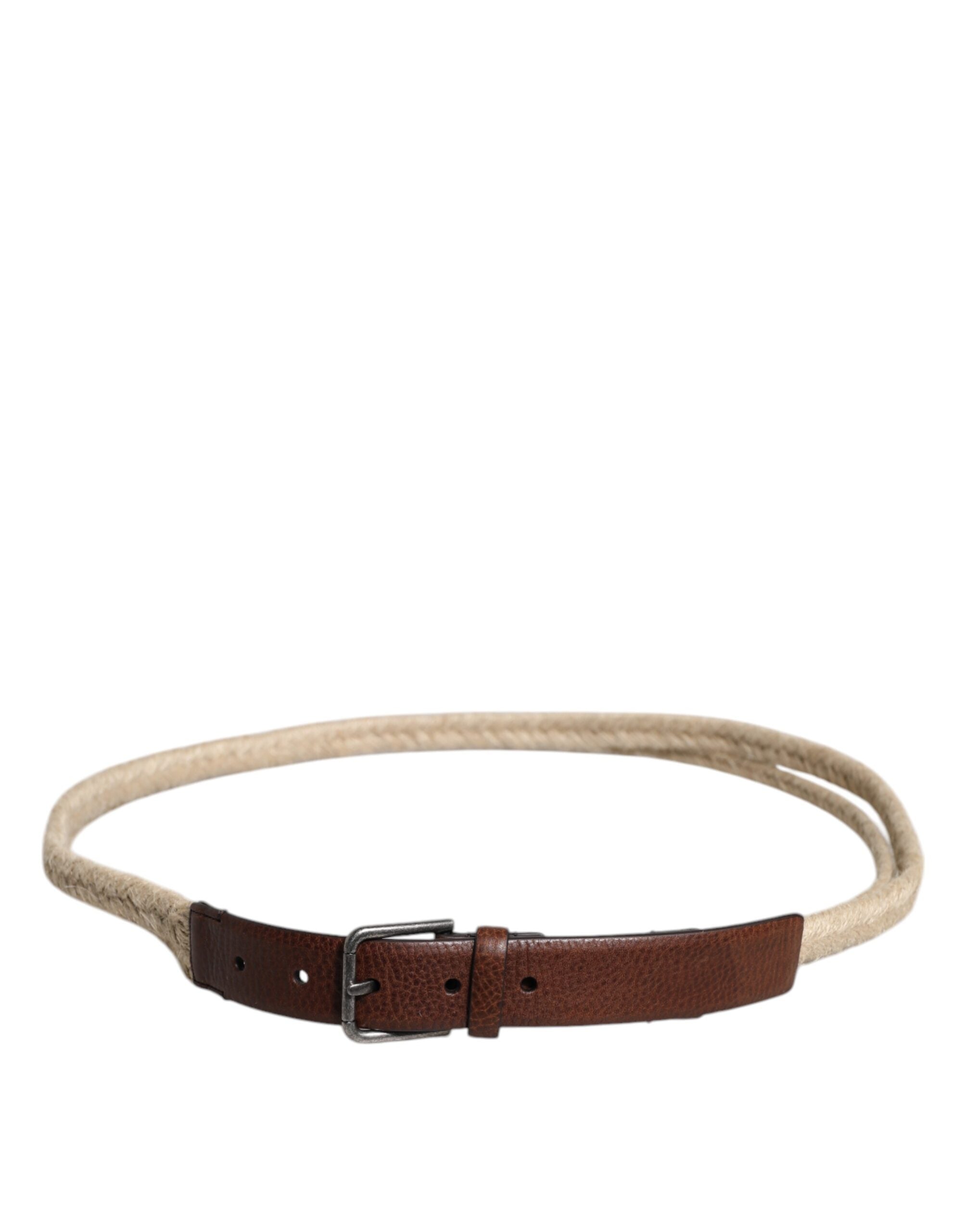 Dolce & Gabbana Brown Jute Leather Woven Metal Buckle Belt -   -  Dolce & Gabbana. Dolce & Gabbana Brown Jute Leather Woven Metal Buckle Belt -   -  Dolce & Gabbana.