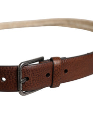 Dolce & Gabbana Brown Jute Leather Woven Metal Buckle Belt -   -  Dolce & Gabbana.