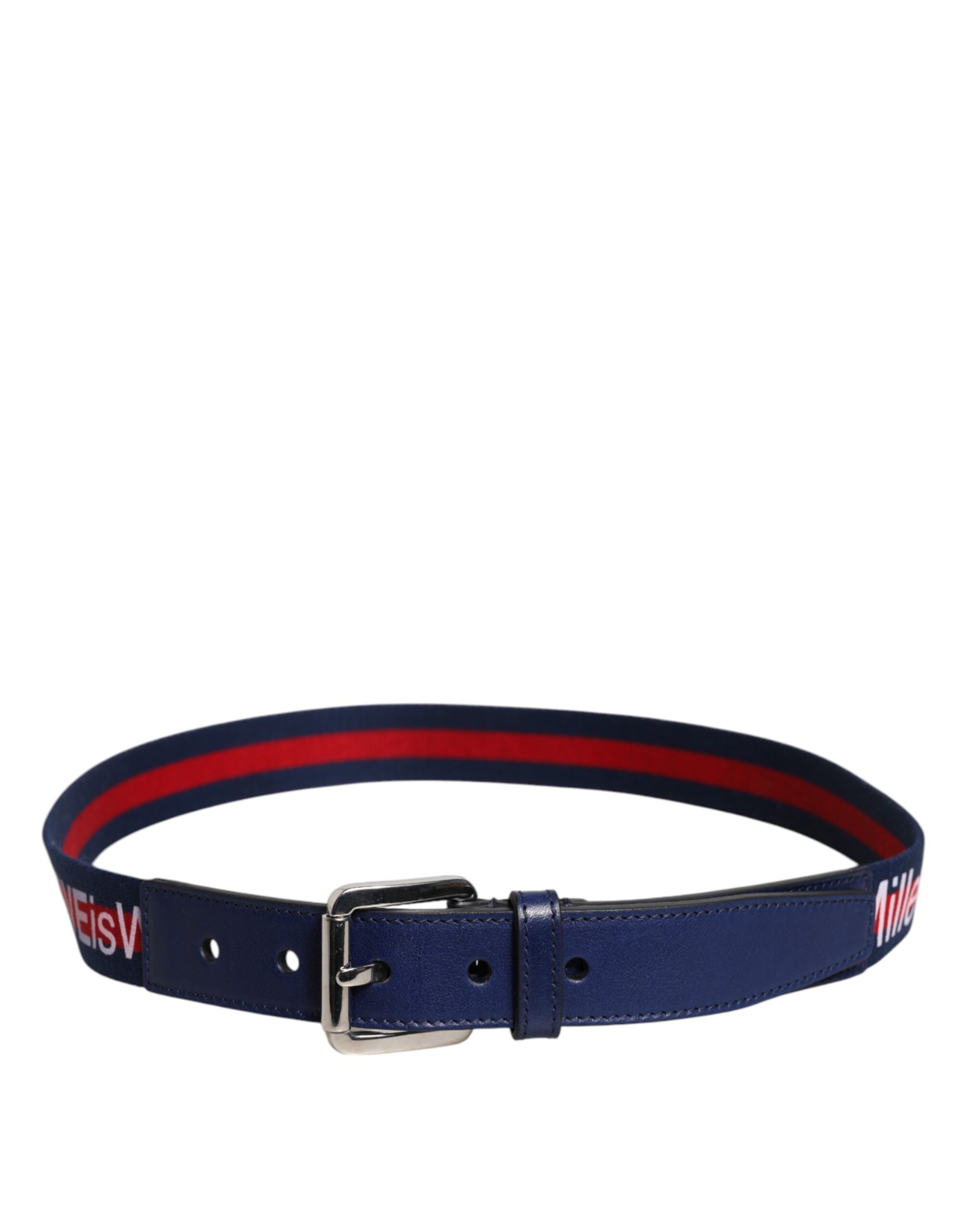 Dolce & Gabbana Blue Cotton Leather Printed Metal Buckle Belt -   -  Dolce & Gabbana. Dolce & Gabbana Blue Cotton Leather Printed Metal Buckle Belt -   -  Dolce & Gabbana.