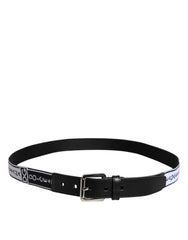 Dolce & Gabbana Black White Printed Metal Logo Buckle Belt -   -  Dolce & Gabbana.