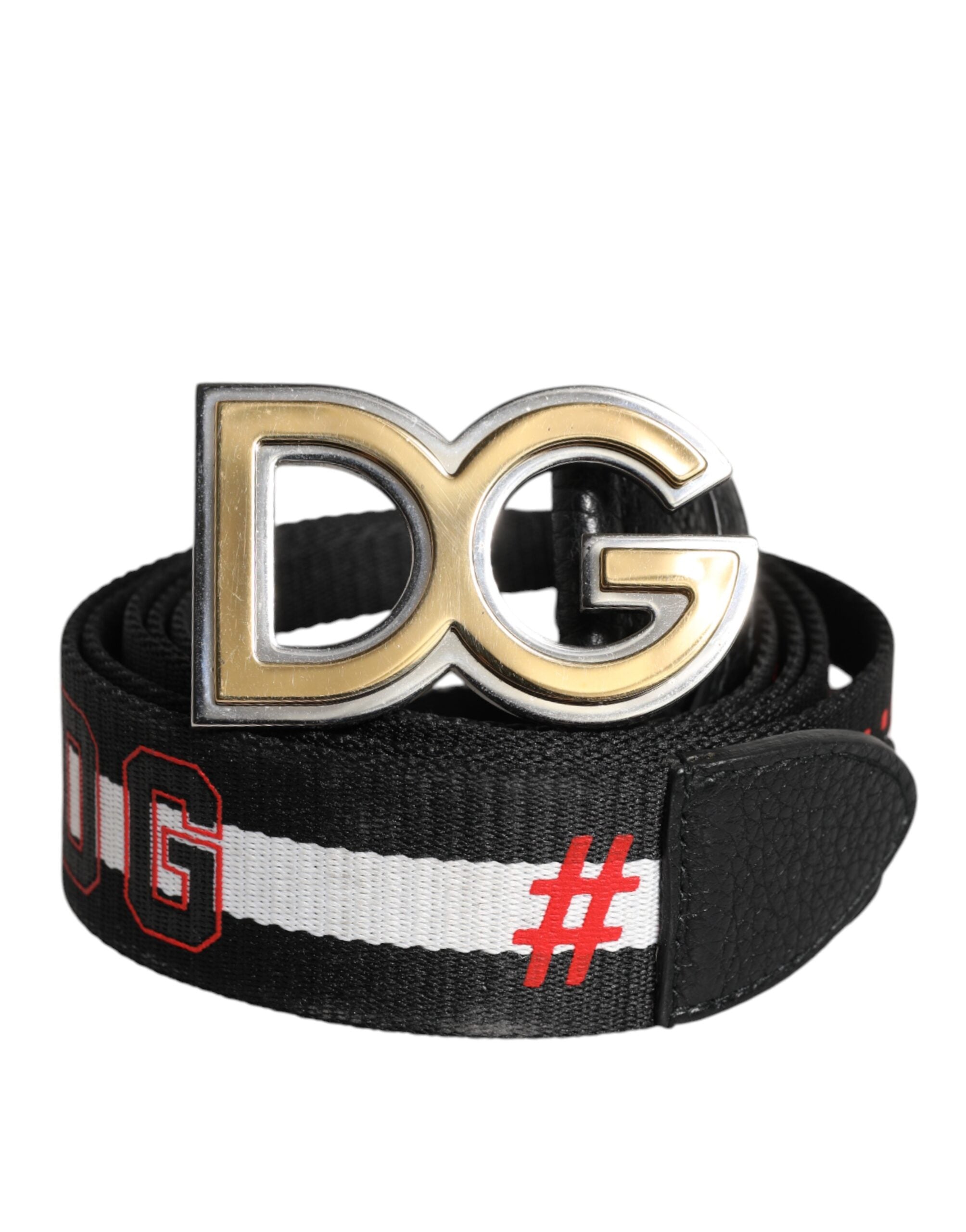 Dolce & Gabbana Black White Printed Metal Logo Buckle Belt -   -  Dolce & Gabbana.