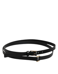 Dolce & Gabbana Black Calfskin Classic Metal Logo Buckle Belt -   -  Dolce & Gabbana.