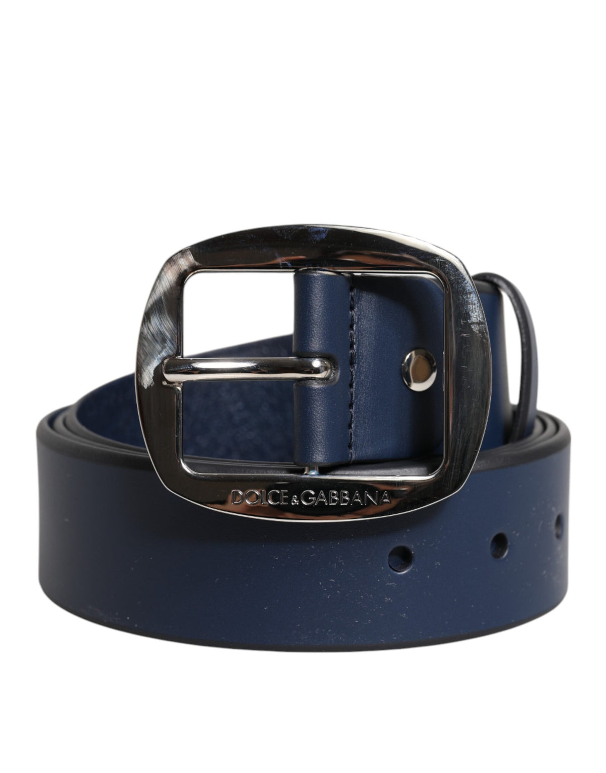 Dolce & Gabbana Blue Calf Leather Classic Metal Buckle Belt -   -  Dolce & Gabbana.