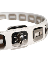 Dolce & Gabbana White Leather Gold Tone Rotating Buckle Belt -   -  Dolce & Gabbana.