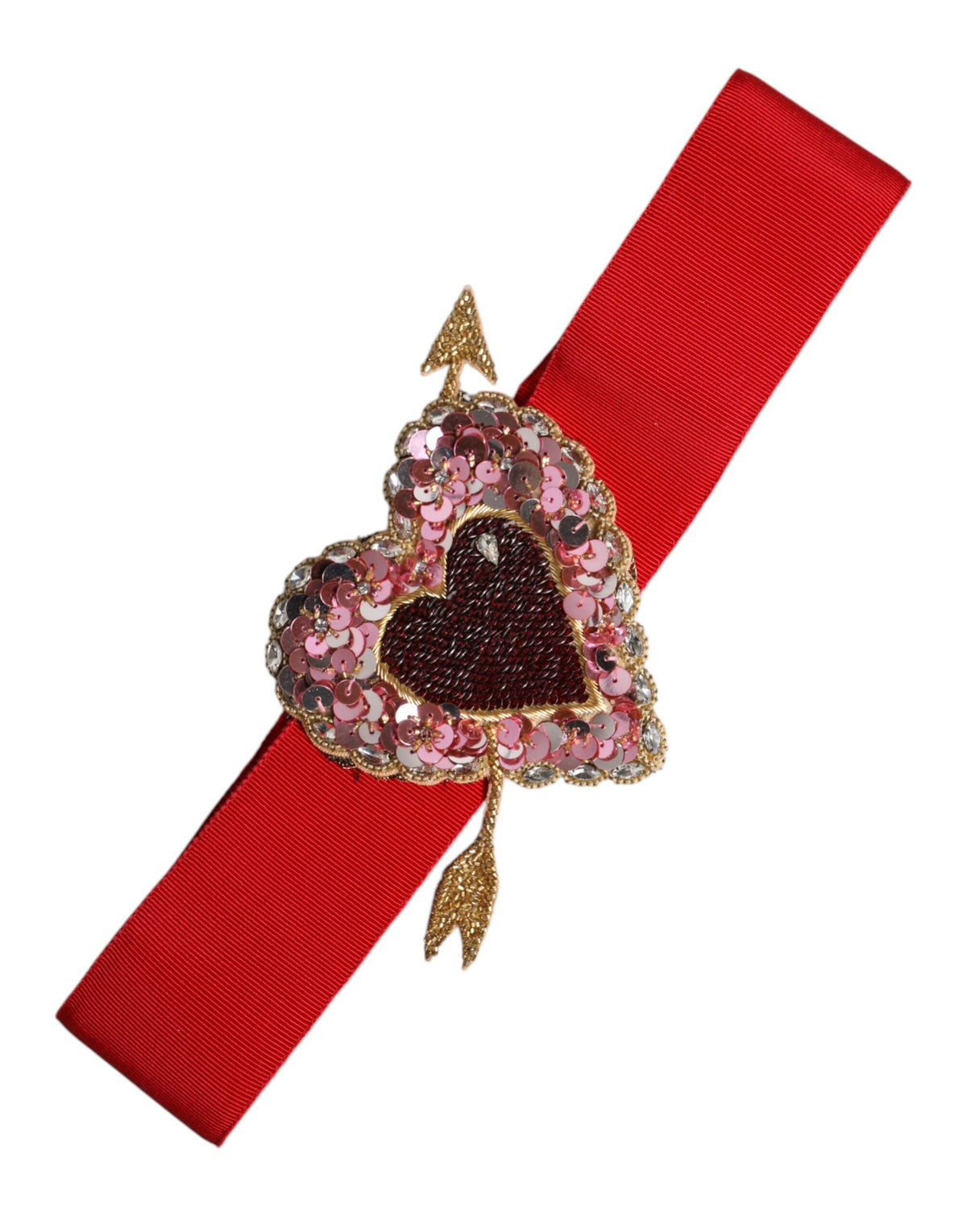Dolce & Gabbana Red Stretch Wide Waist Heart Embellished Belt -   -  Dolce & Gabbana.