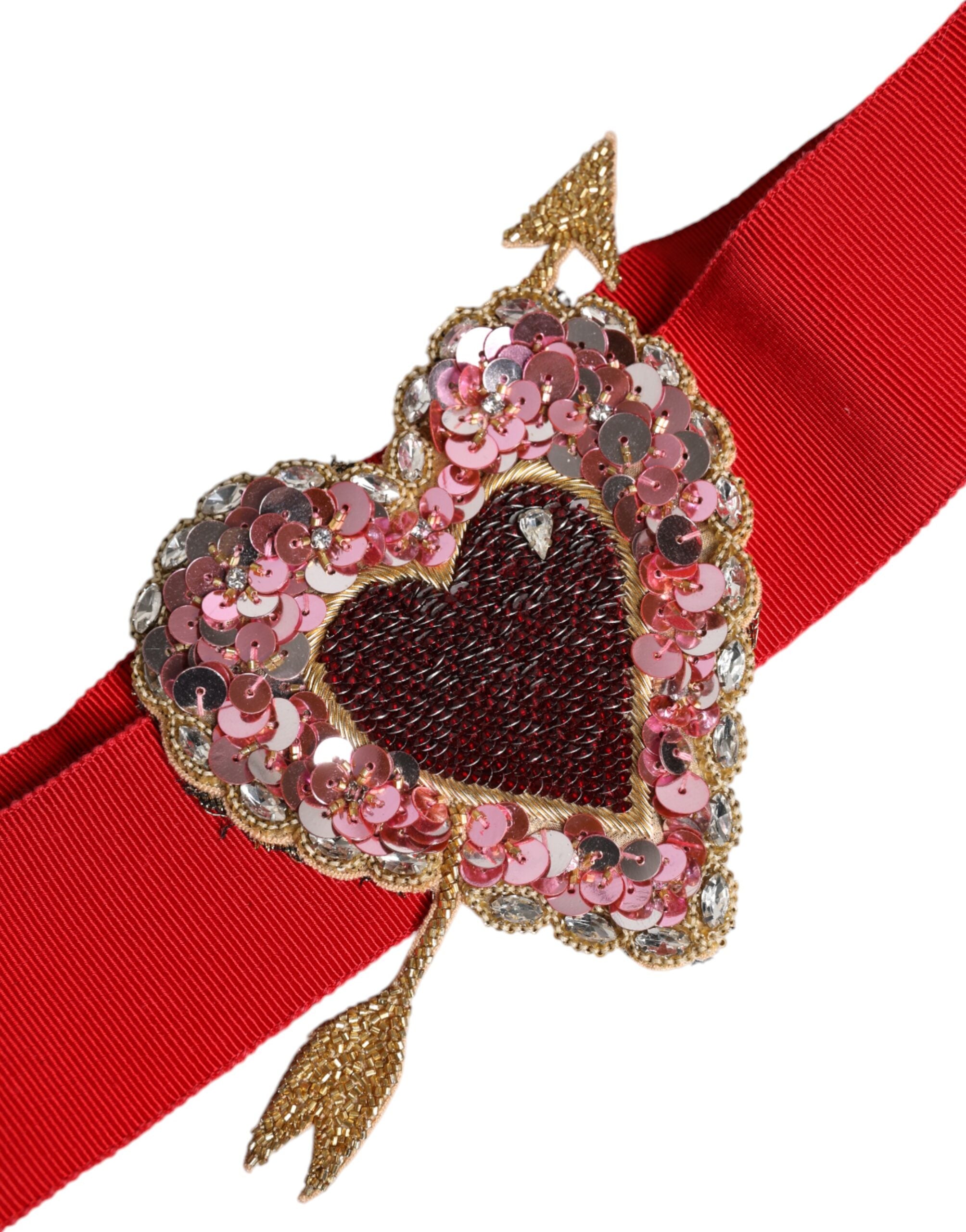 Dolce & Gabbana Red Stretch Wide Waist Heart Embellished Belt -   -  Dolce & Gabbana. Dolce & Gabbana Red Stretch Wide Waist Heart Embellished Belt -   -  Dolce & Gabbana.