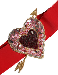 Dolce & Gabbana Red Stretch Wide Waist Heart Embellished Belt -   -  Dolce & Gabbana.