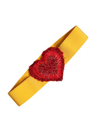 Dolce & Gabbana Yellow Stretch Wide Waist Heart Embellished Belt -   -  Dolce & Gabbana.