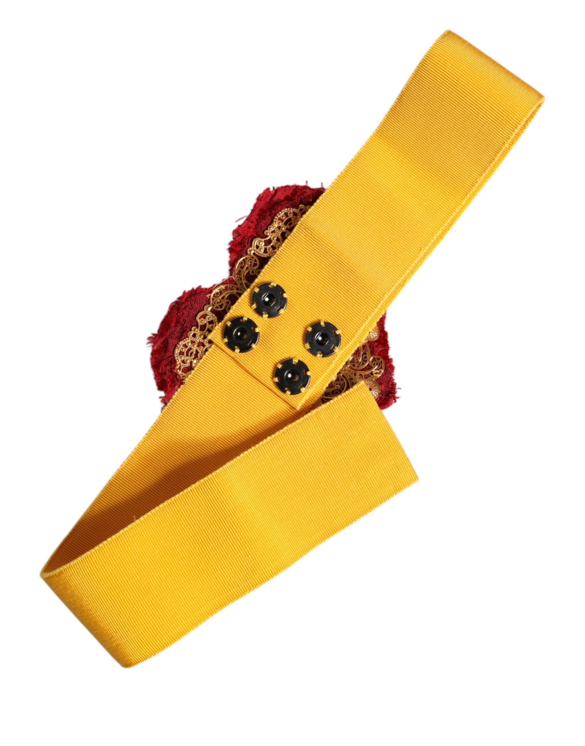 Dolce & Gabbana Yellow Stretch Wide Waist Heart Embellished Belt -   -  Dolce & Gabbana. Dolce & Gabbana Yellow Stretch Wide Waist Heart Embellished Belt -   -  Dolce & Gabbana.