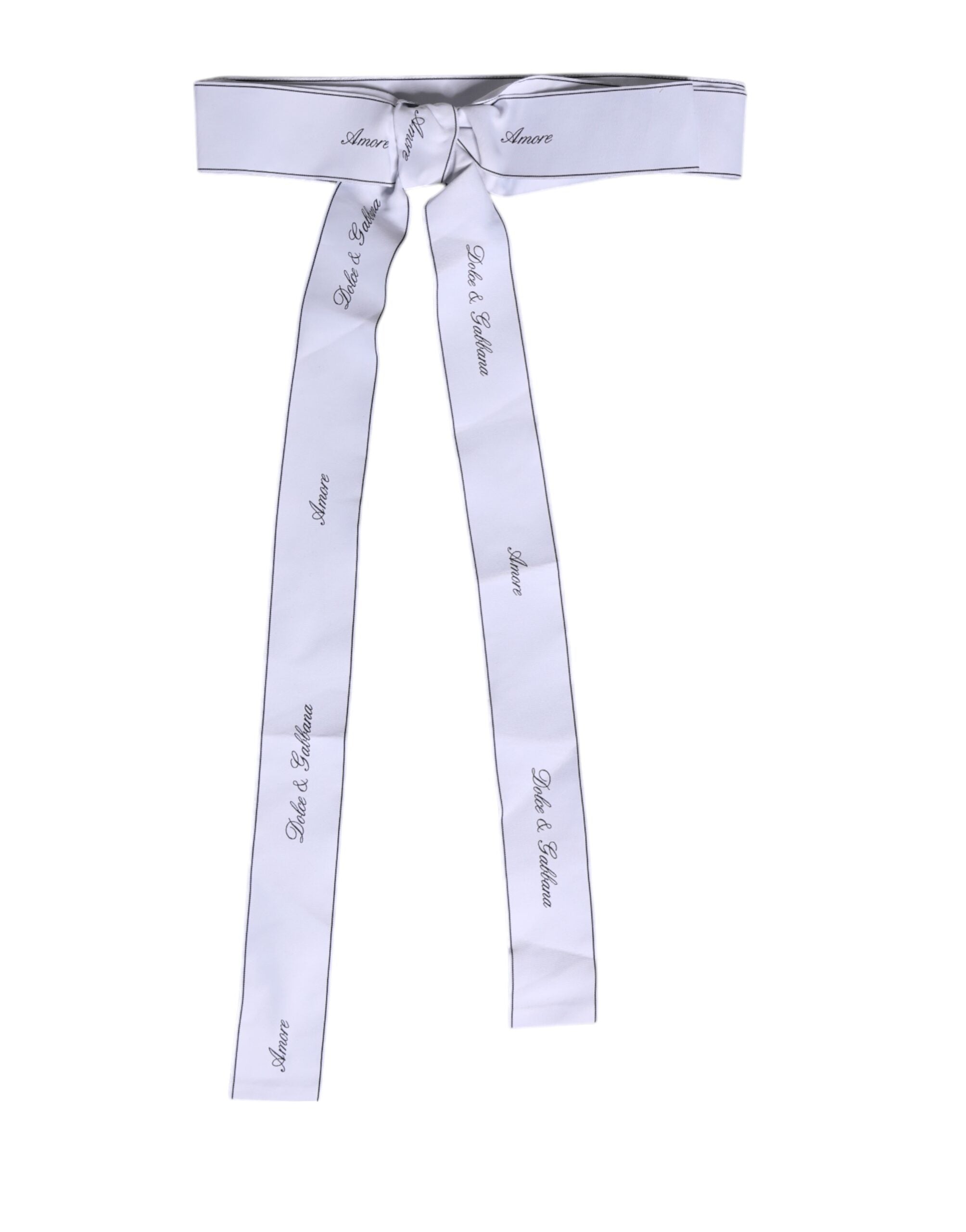 Dolce & Gabbana White Waist Ribbon Wide Bow Logo Belt -   -  Dolce & Gabbana.