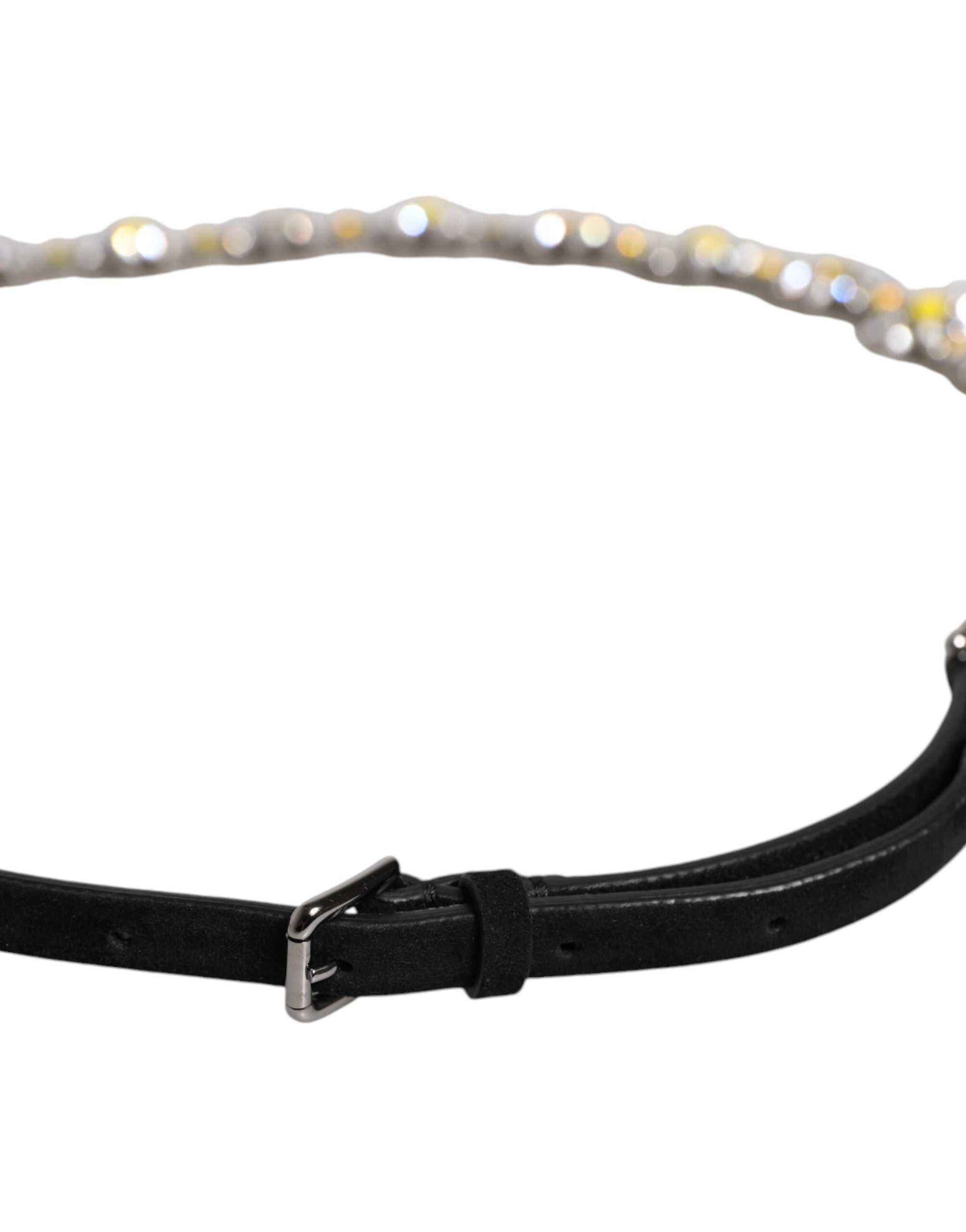 Dolce & Gabbana Black Leather Daisy Crystal Embellish Waist Belt -   -  Dolce & Gabbana. Dolce & Gabbana Black Leather Daisy Crystal Embellish Waist Belt -   -  Dolce & Gabbana.