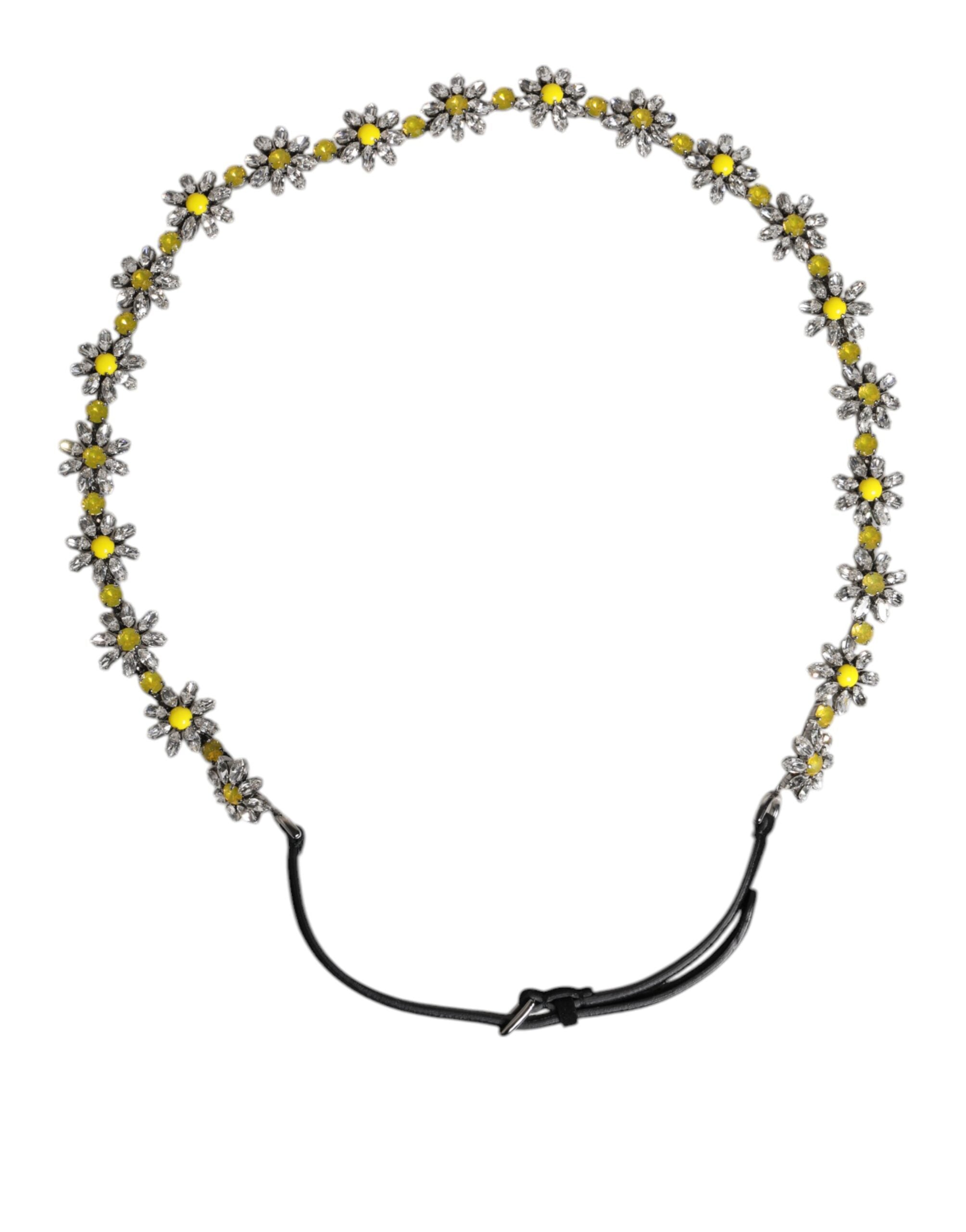 Dolce & Gabbana Black Leather Daisy Crystal Embellish Waist Belt -   -  Dolce & Gabbana. Dolce & Gabbana Black Leather Daisy Crystal Embellish Waist Belt -   -  Dolce & Gabbana.