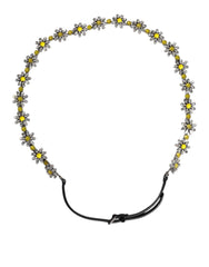 Dolce & Gabbana Black Leather Daisy Crystal Embellish Waist Belt -   -  Dolce & Gabbana.