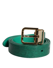 Dolce & Gabbana Green Leather Logo Metal Waist Buckle Belt -   -  Dolce & Gabbana.