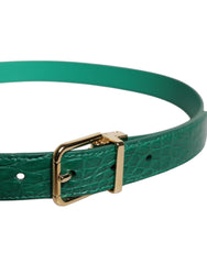 Dolce & Gabbana Green Leather Logo Metal Waist Buckle Belt -   -  Dolce & Gabbana.