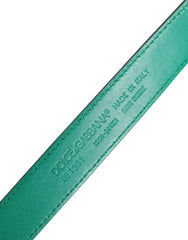 Dolce & Gabbana Green Leather Logo Metal Waist Buckle Belt -   -  Dolce & Gabbana.