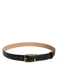 Dolce & Gabbana Black Leather Logo Metal Waist Buckle Belt -   -  Dolce & Gabbana.