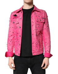 Dolce & Gabbana Pink Crystal Embellished Cotton Denim Jacket -   -  Dolce & Gabbana.
