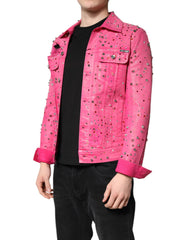 Dolce & Gabbana Pink Crystal Embellished Cotton Denim Jacket -   -  Dolce & Gabbana.