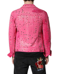 Dolce & Gabbana Pink Crystal Embellished Cotton Denim Jacket -   -  Dolce & Gabbana.