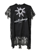 Dolce & Gabbana Black Lace Sheer Sacred Heart Crew Neck Top -   -  Dolce & Gabbana.