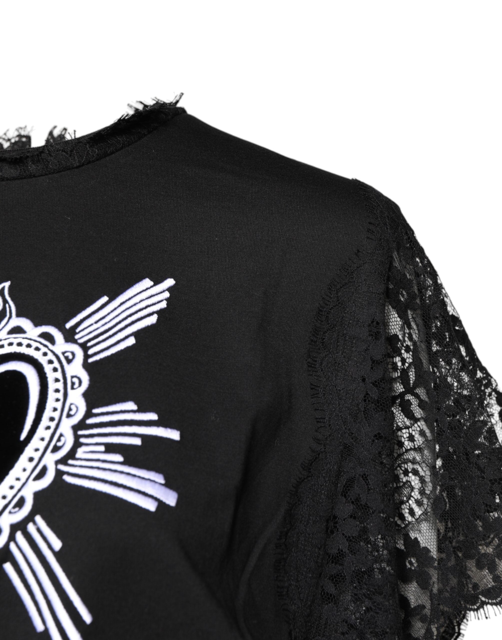 Dolce & Gabbana Black Lace Sheer Sacred Heart Crew Neck Top -   -  Dolce & Gabbana. Dolce & Gabbana Black Lace Sheer Sacred Heart Crew Neck Top -   -  Dolce & Gabbana.